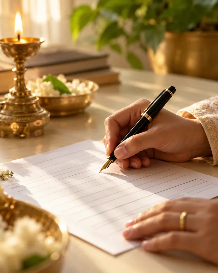 Someone writing down details before asking a question